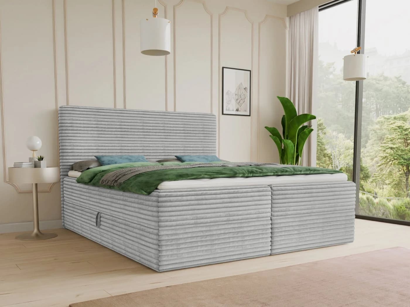 Sofnet Boxbett Mollo Doppelbett mit Bettkästen Grau Cordstoff - Bild 2