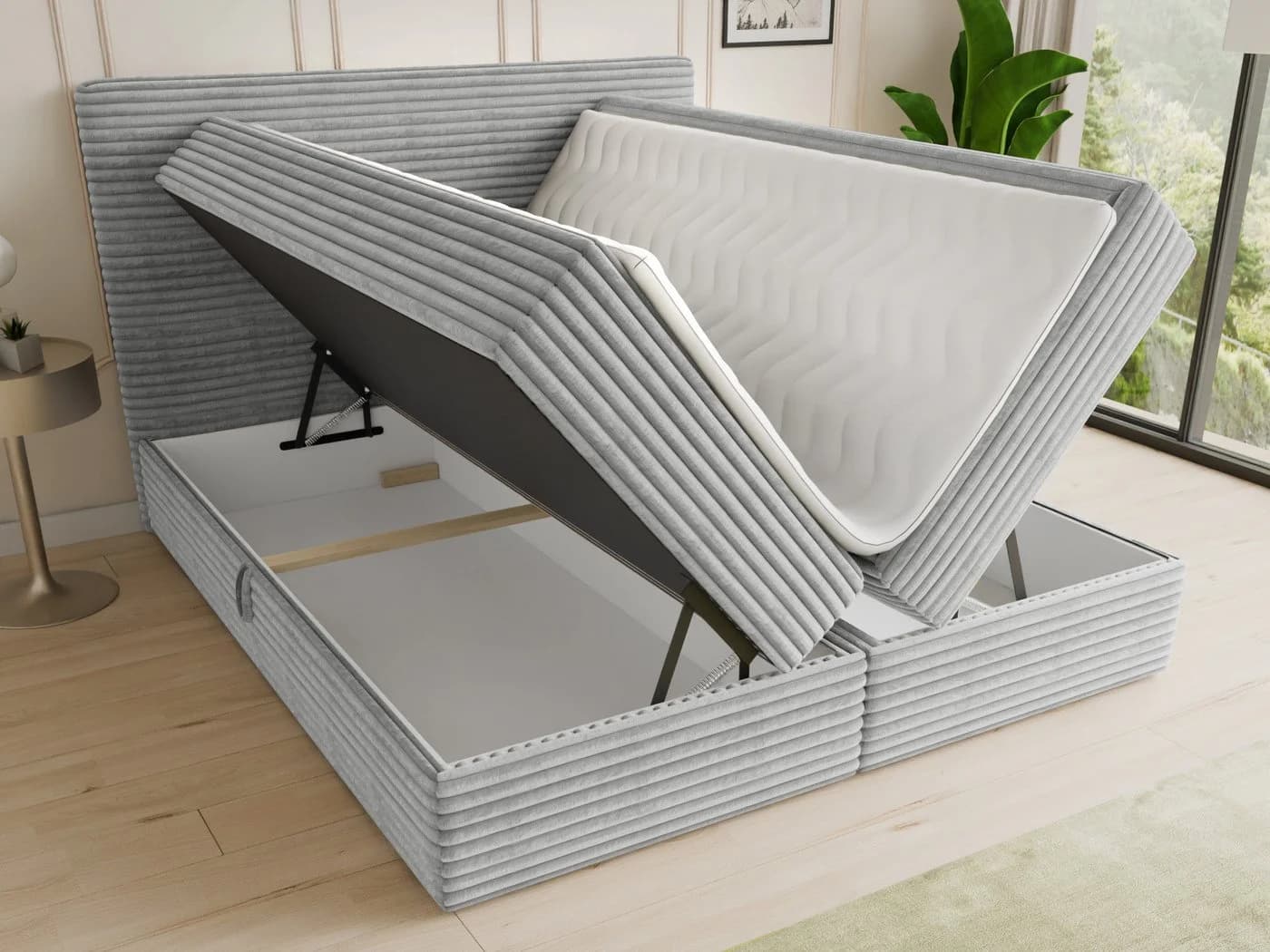 Sofnet Boxbett Mollo Doppelbett mit Bettkästen Grau Cordstoff - Bild 3