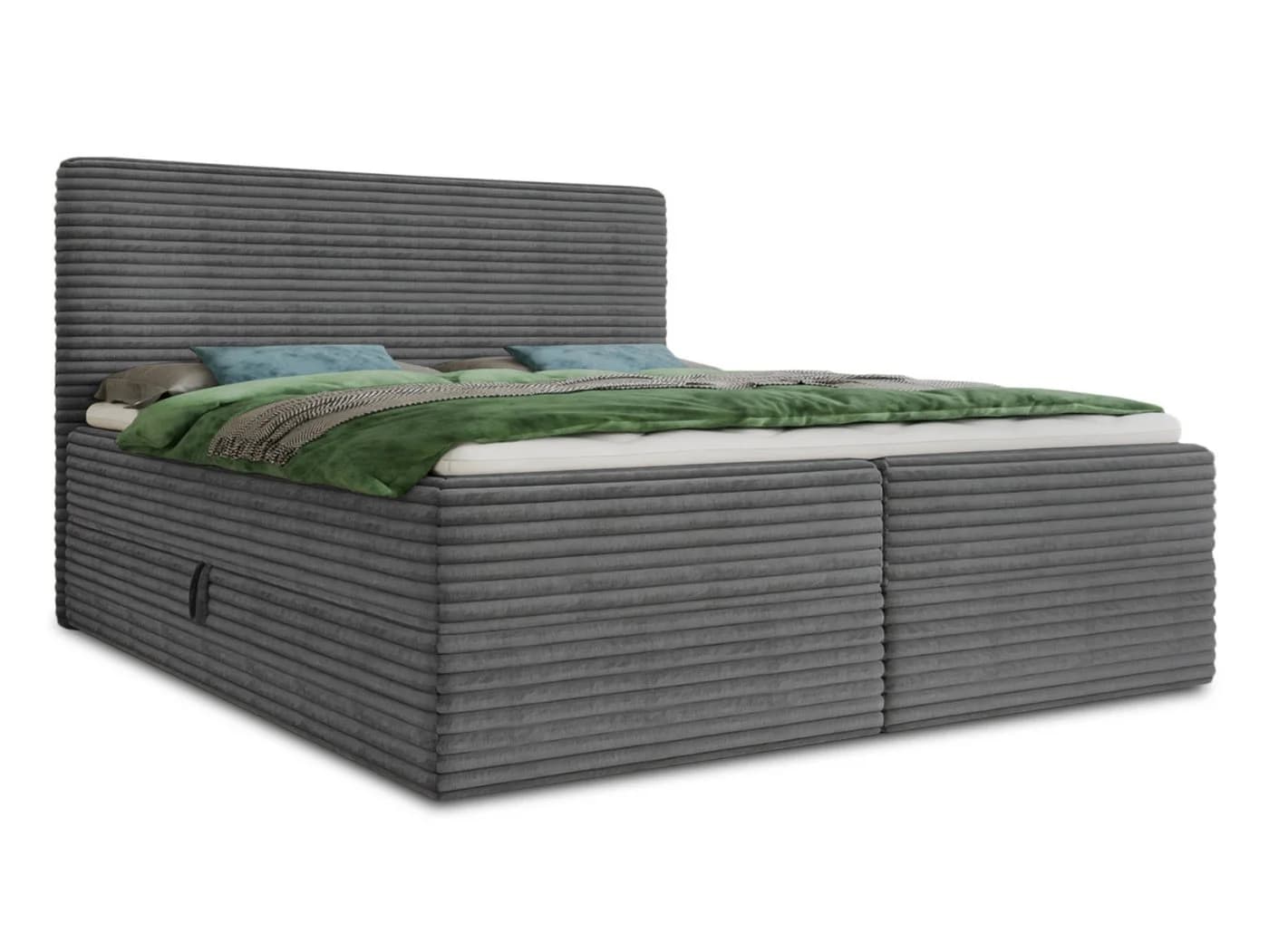 Sofnet Boxbett Mollo Grau Cordstoff mit Bettkästen