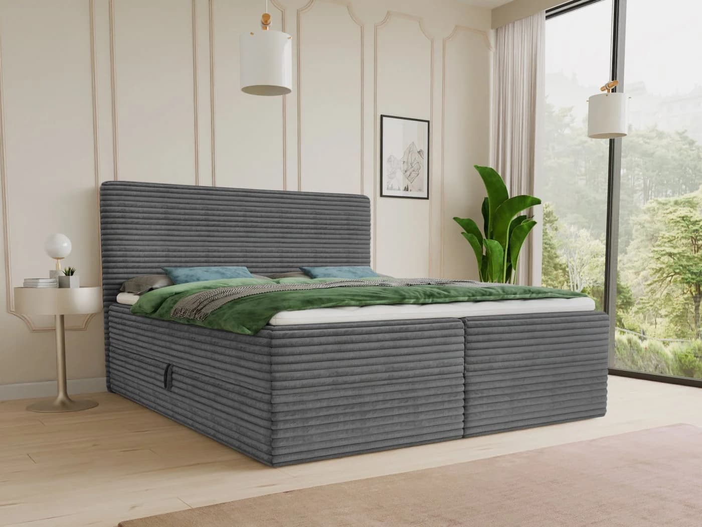 Sofnet Boxbett Mollo Grau Cordstoff mit Bettkästen - Bild 2