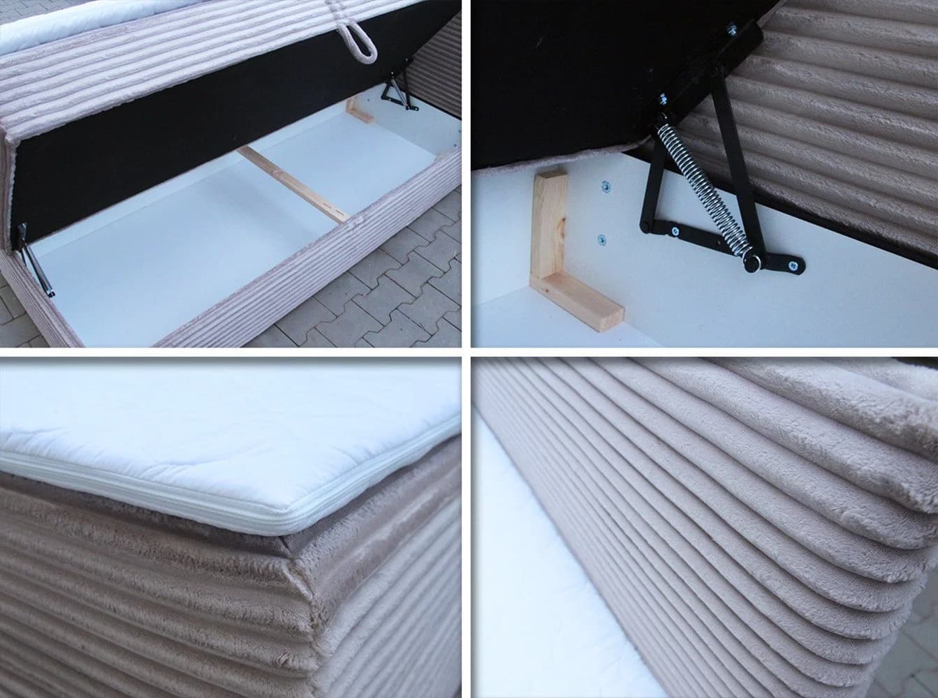 Sofnet Boxbett Mollo Grau Cordstoff mit Bettkästen - Bild 5