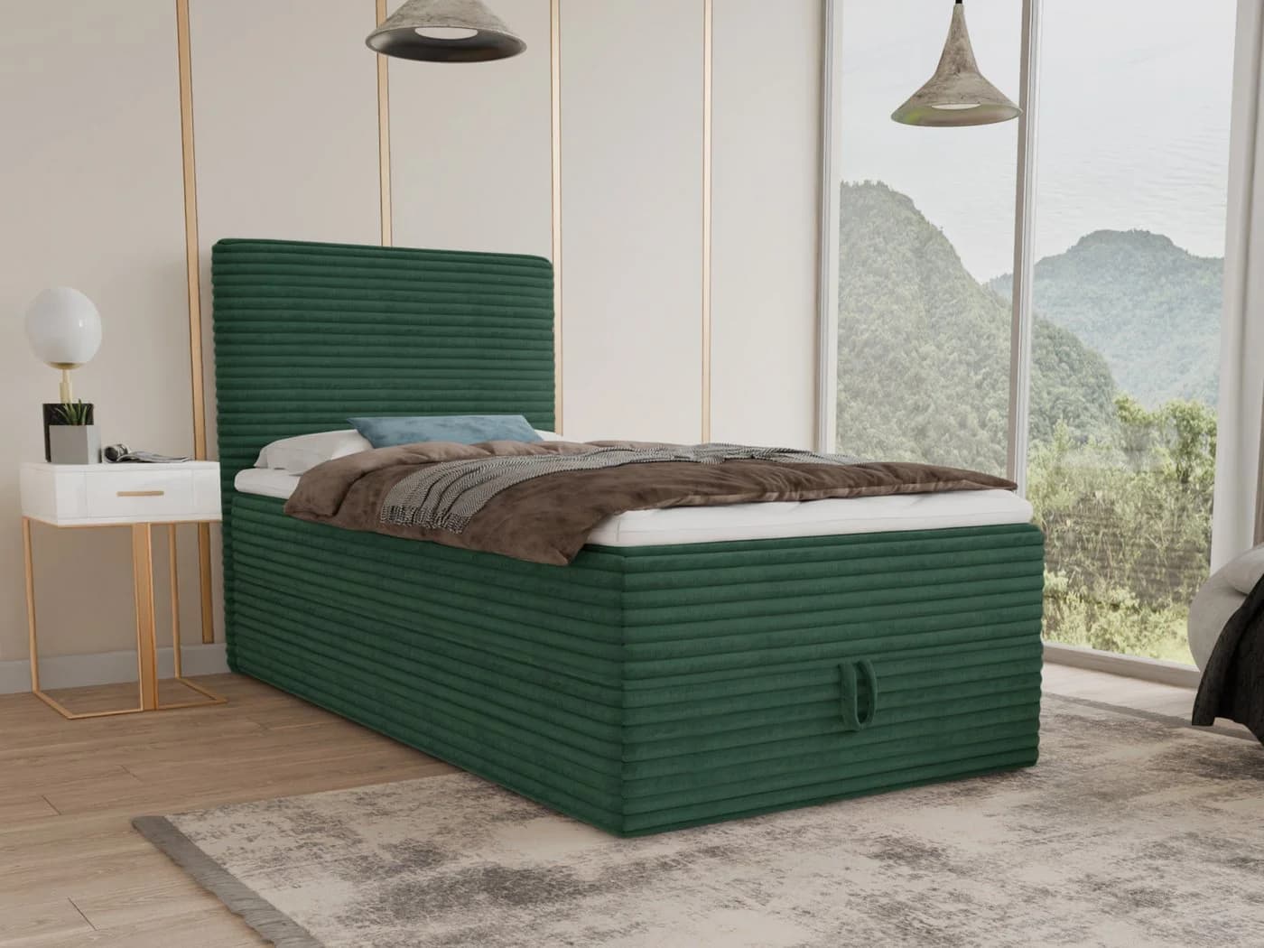 Sofnet Boxbett Mollo Mini Einzelbett Boxspring Cordstoff - Bild 2