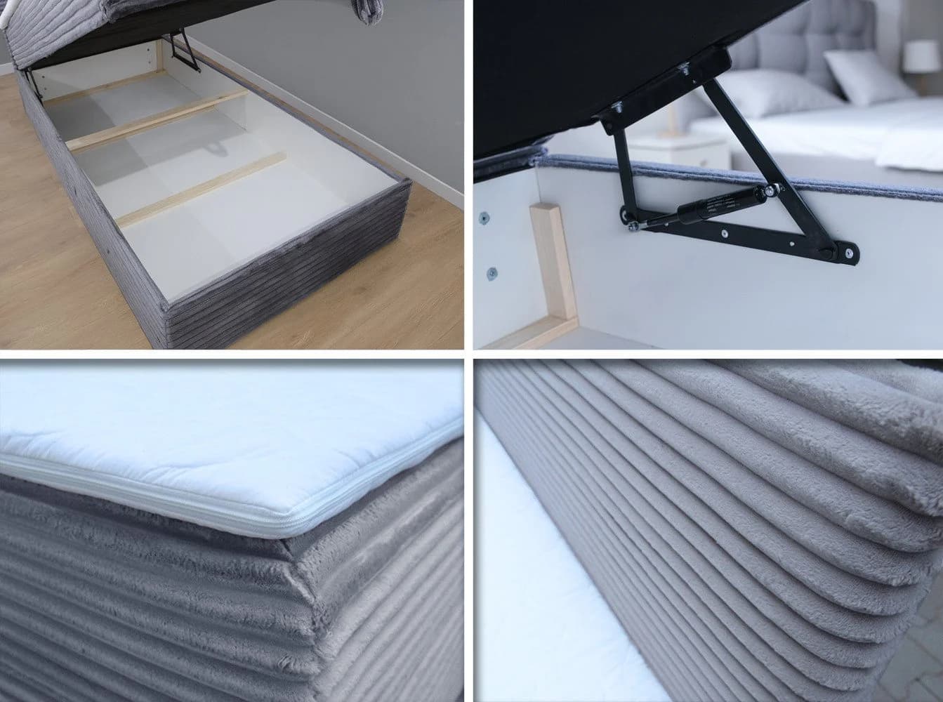 Sofnet Boxbett Mollo Mini Einzelbett Polsterbett Boxspringbett Cordstoff - Bild 5