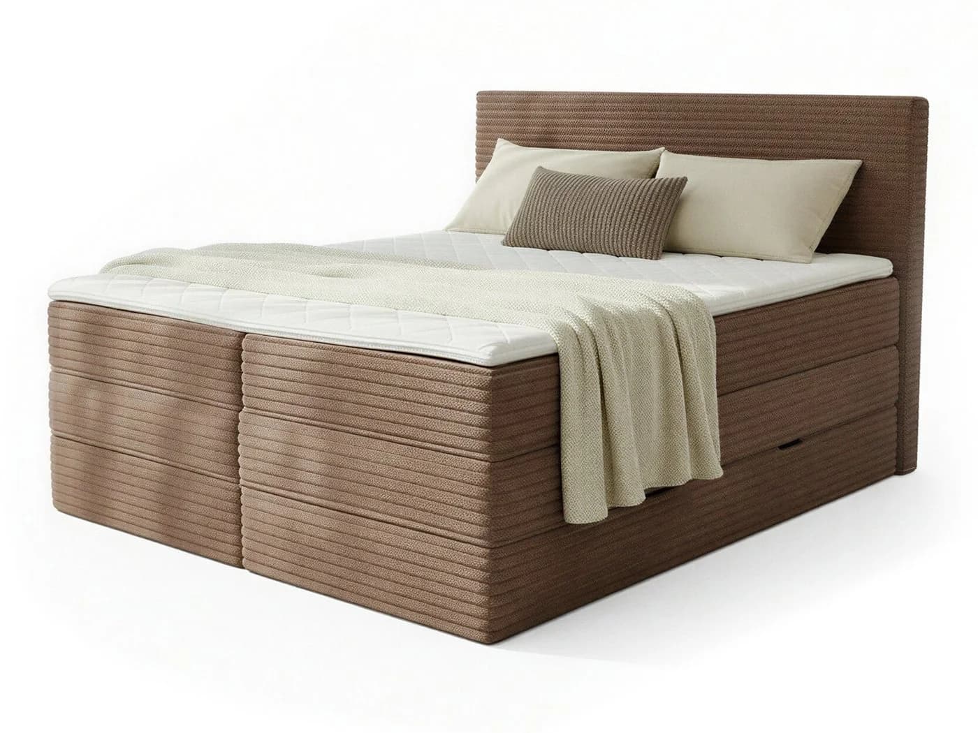 Sofnet Boxspringbett Mollo XL mit Bettkästen Cord Braun