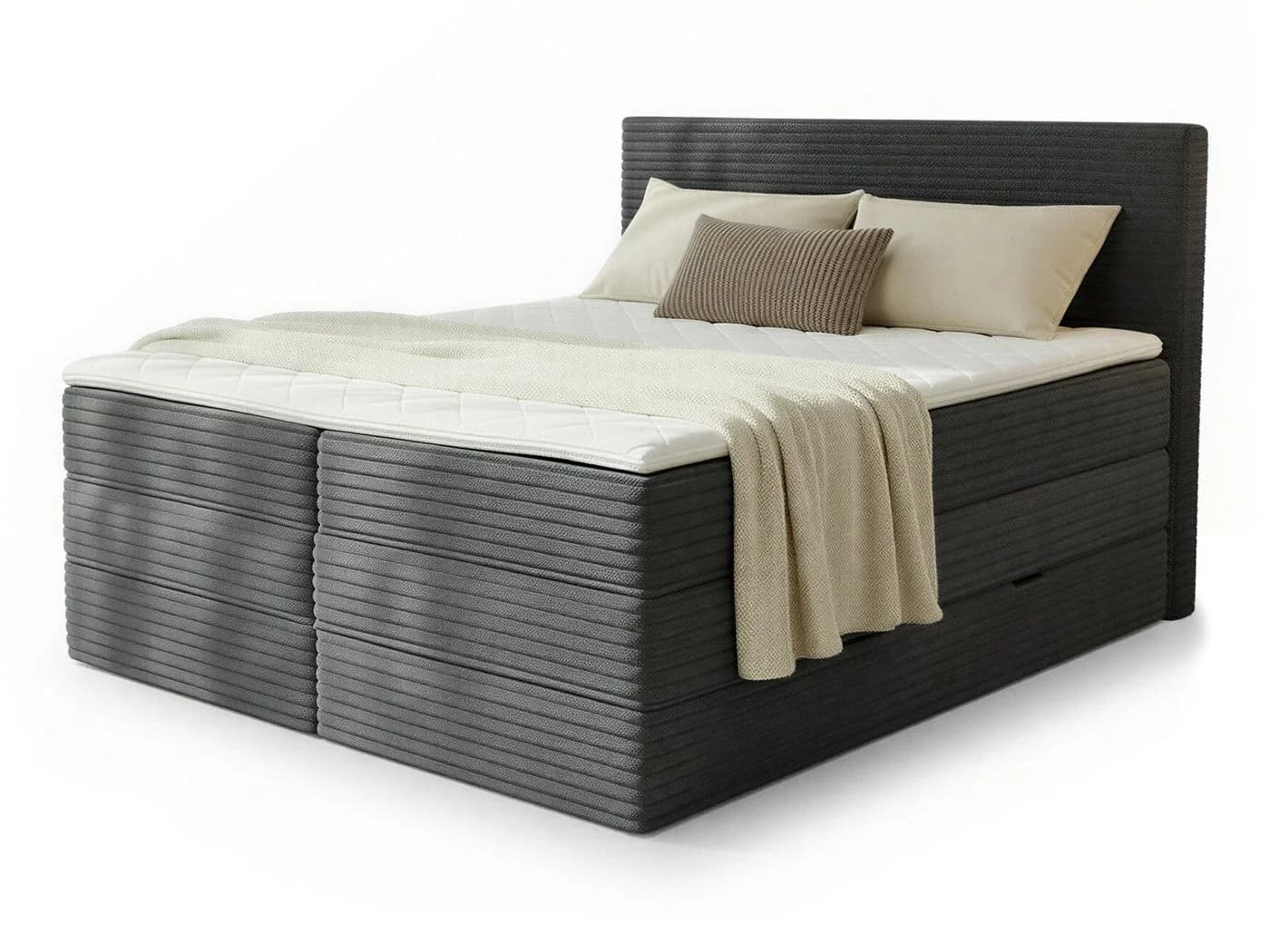 Sofnet Boxspringbett Mollo XL mit Bettkästen und Topper Grau