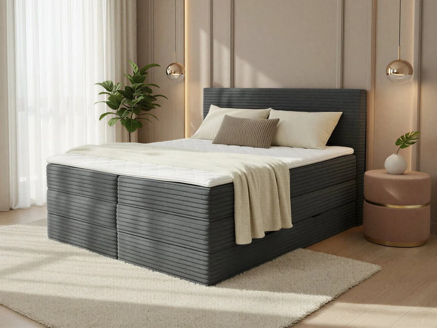 Sofnet Boxspringbett Mollo XL mit Bettkästen und Topper Grau - Bild 2