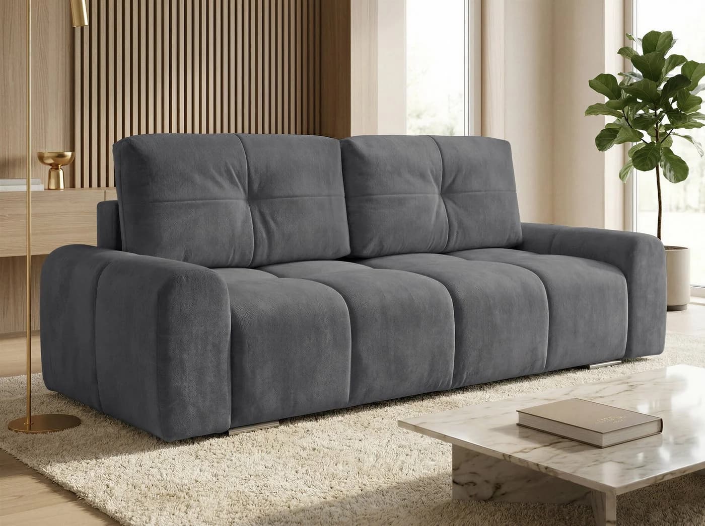 Sofnet Schlafsofa Fluffy mit Bettkasten und Bonellfederkern Grau - Bild 2