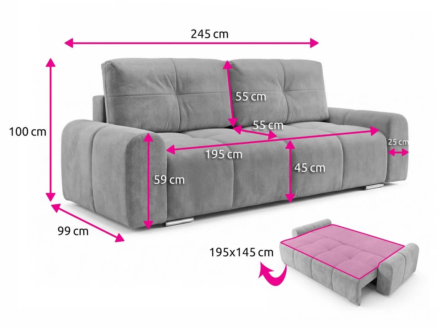 Sofnet Schlafsofa Fluffy mit Bettkasten und Bonellfederkern - Bild 5