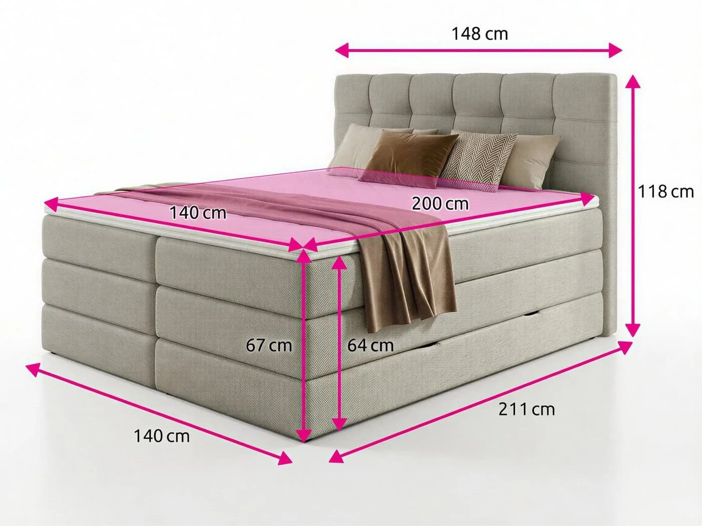 Sofnet Boxspringbett Best XL mit Bettkästen und Topper - Bild 4