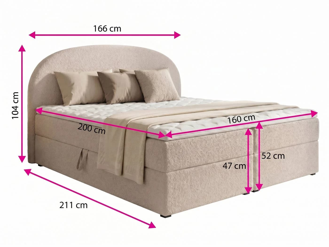 Sofnet Boxbett Cloud mit Bettkästen und Topper Bouclé Coral - Bild 4