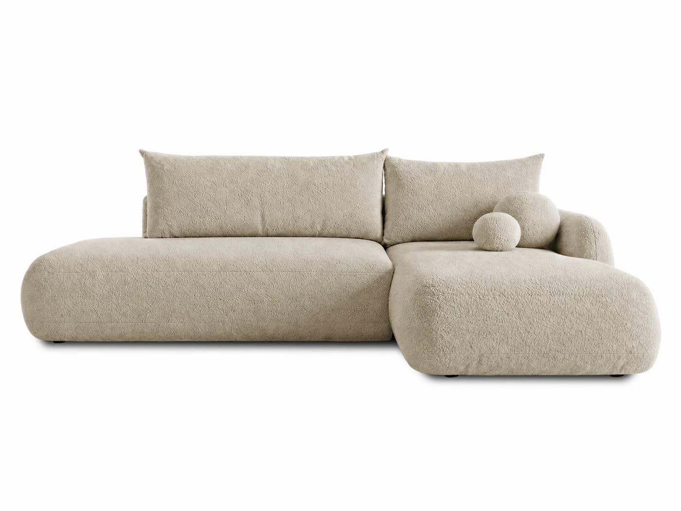 Sofnet Ecksofa Neto L-Form mit Schlaffunktion und Bettkasten Beige Bouclé