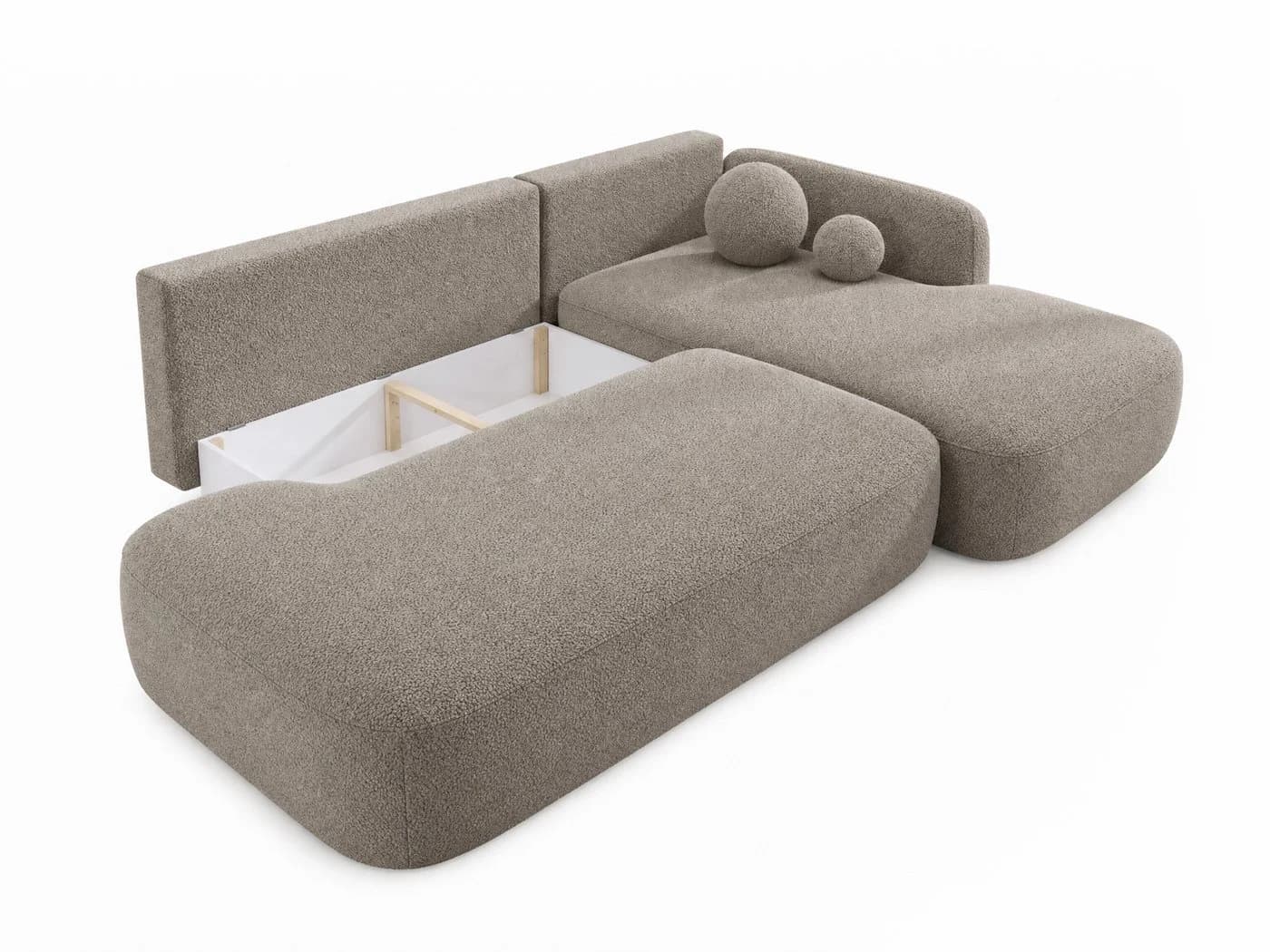 Sofnet Ecksofa Neto L-Form mit Schlaffunktion und Bettkasten Beige Bouclé - Bild 4