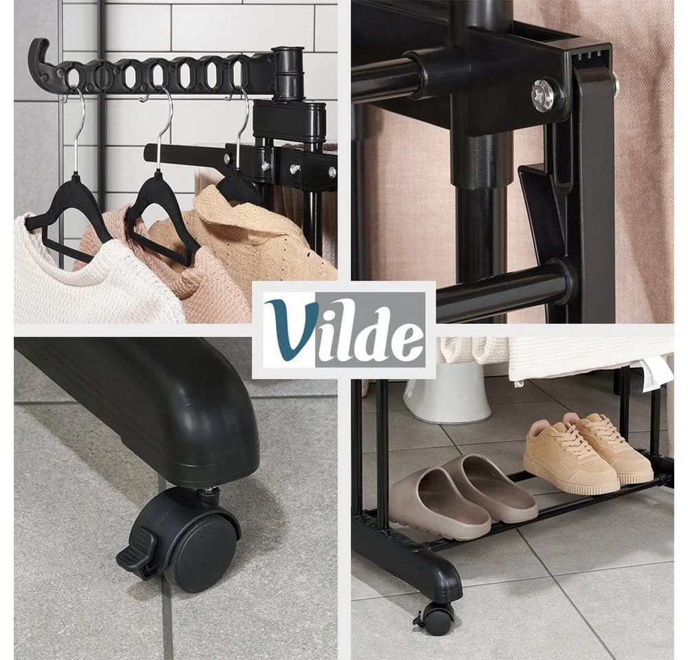 Vilde Turmwäscheständer Schwarz 3 Ebenen zusammenklappbar - Bild 4