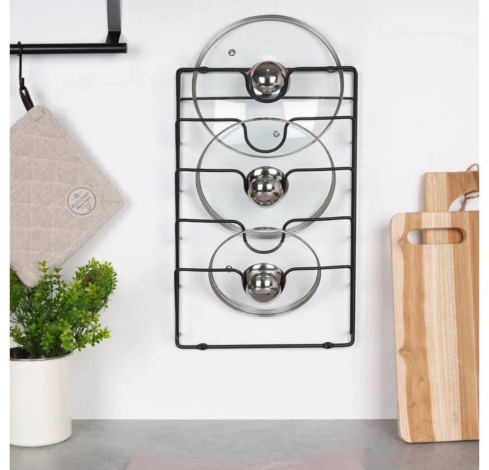Vilde Geschirrständer Wandregal für 5 Topfdeckel schwarz aus Metall - Bild 5