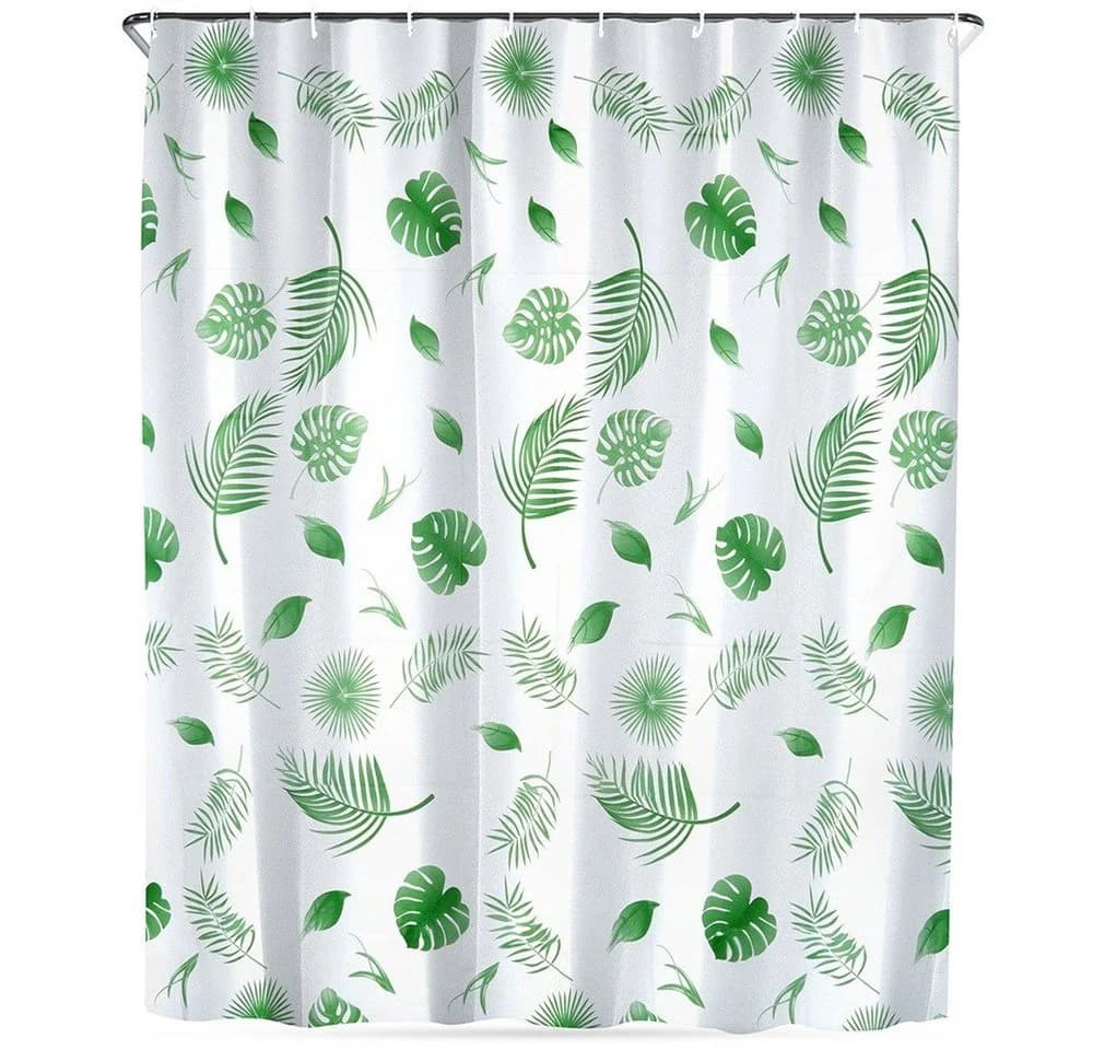 Vilde Duschvorhang PEVA Pflanzenmotiv Weiß 180 cm mit 12 Haken - Bild 2