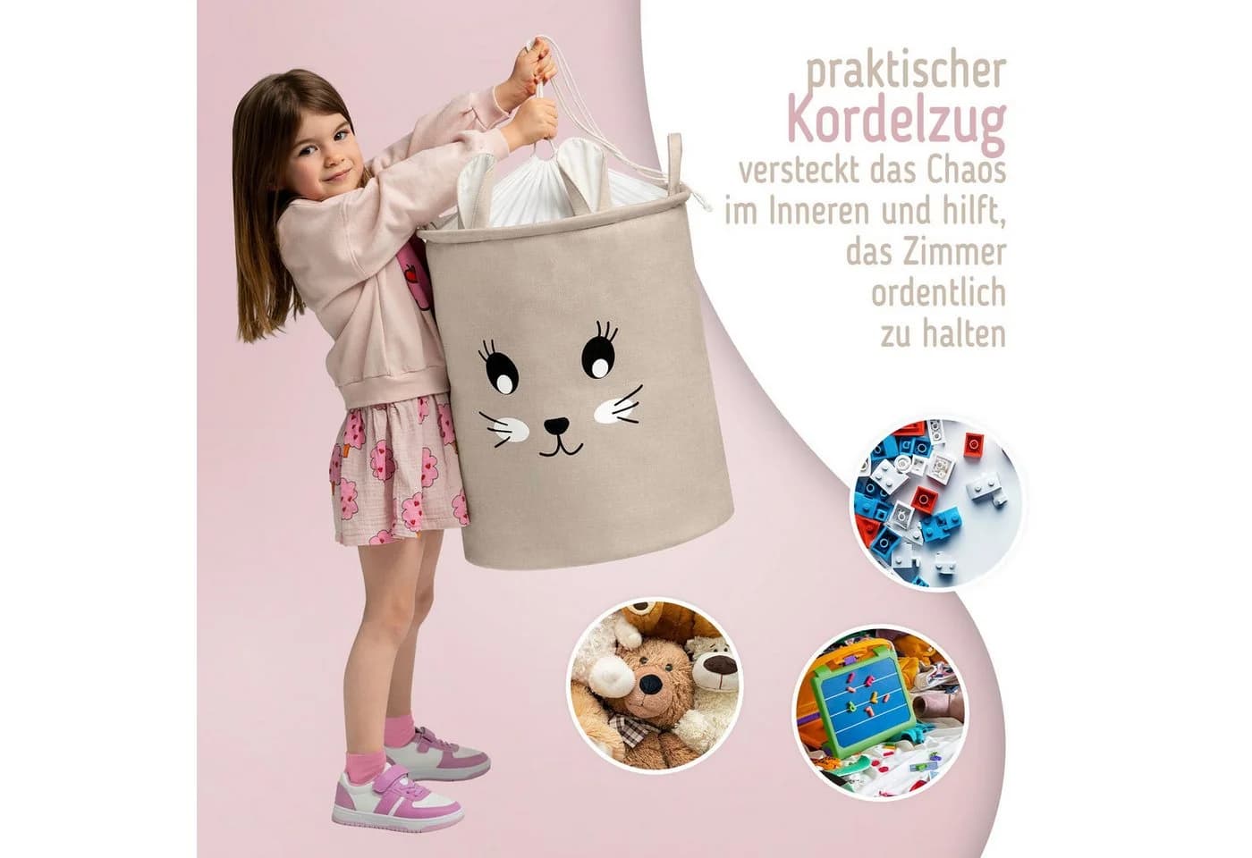 Sipo Aufbewahrungskorb XXL 63L Polyester Hasenmotiv - Bild 4