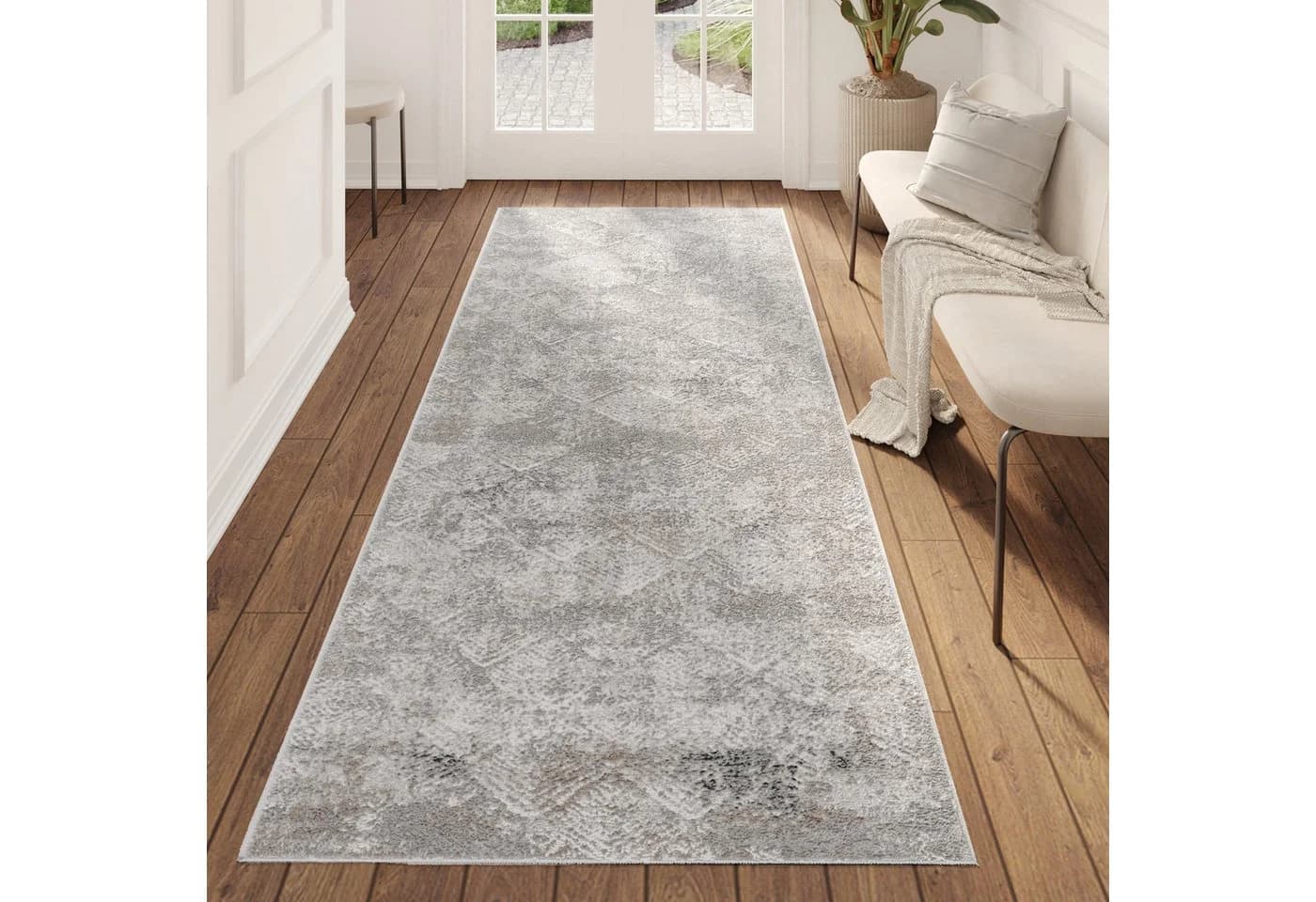 Tapiso Läufer VALLEY Grau Modern Kurzflor