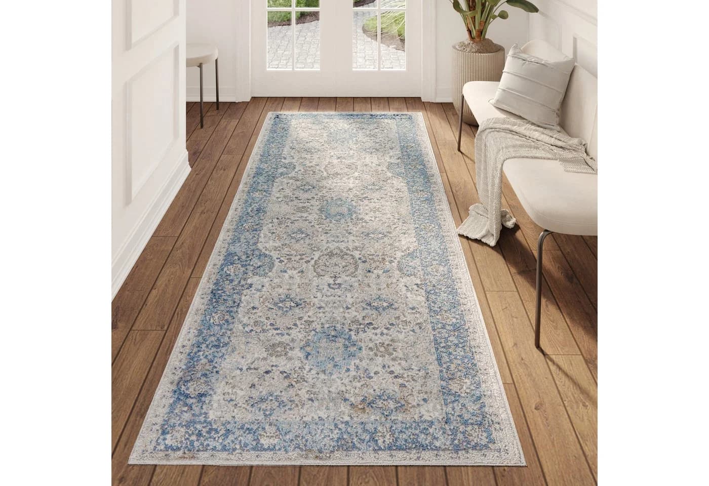 Tapiso Läufer VALLEY Blau Modern Kurzflor