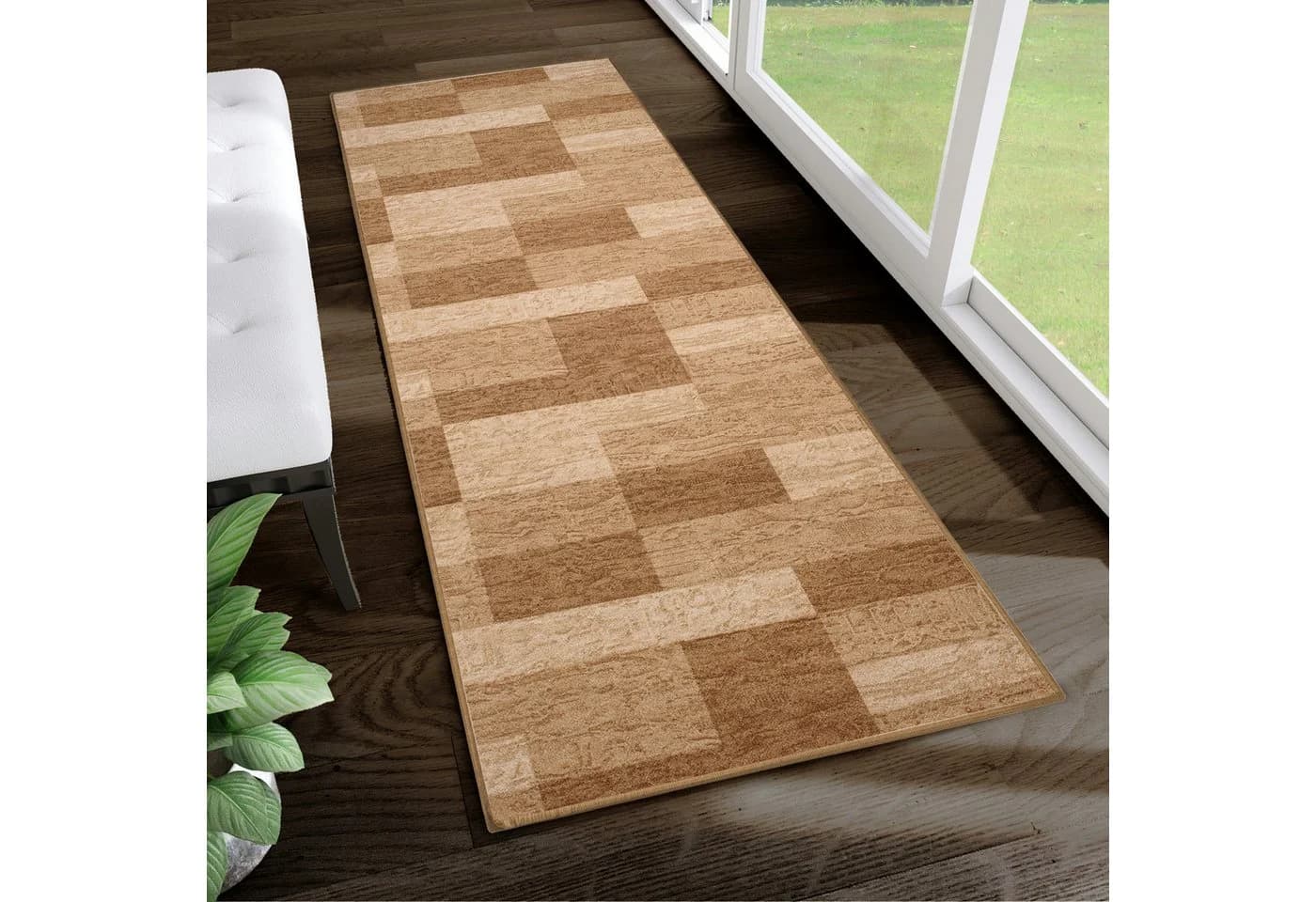 Tapiso Antirutsch-Läufer Braun Kurzflor Meterware - Bild 2