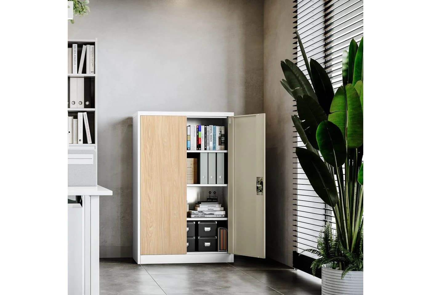 Jan Nowak Aktenschrank KEVIN Metall abschließbar 90x140 cm Weiß - Bild 5