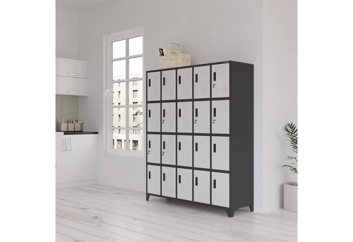 Jan Nowak Schließfachschrank 20 Fächer Metall Anthrazit-Weiß - Bild 3