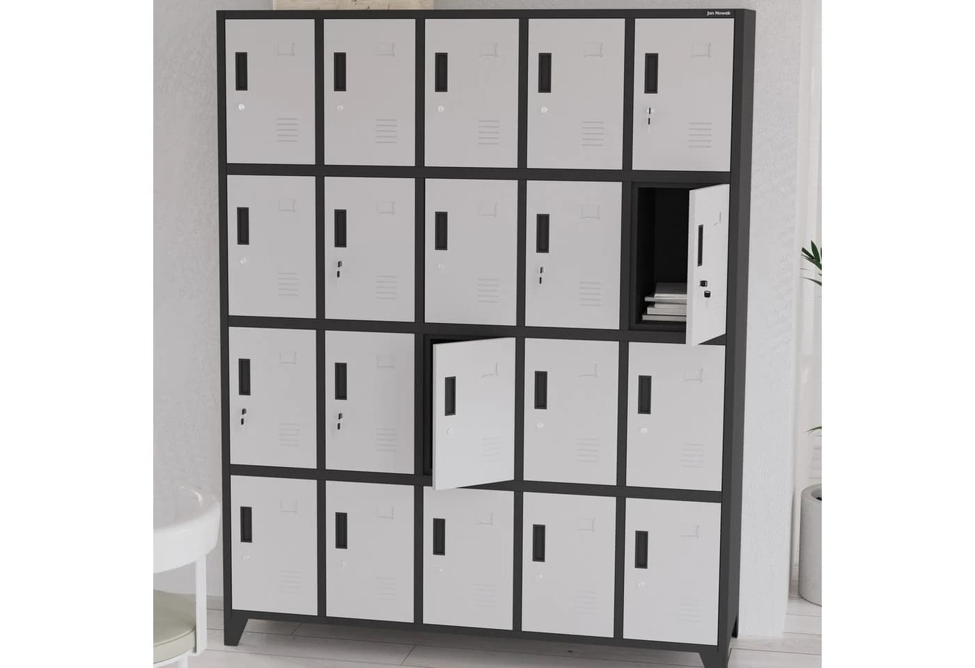 Jan Nowak Schließfachschrank 20 Fächer Metall Anthrazit-Weiß - Bild 4