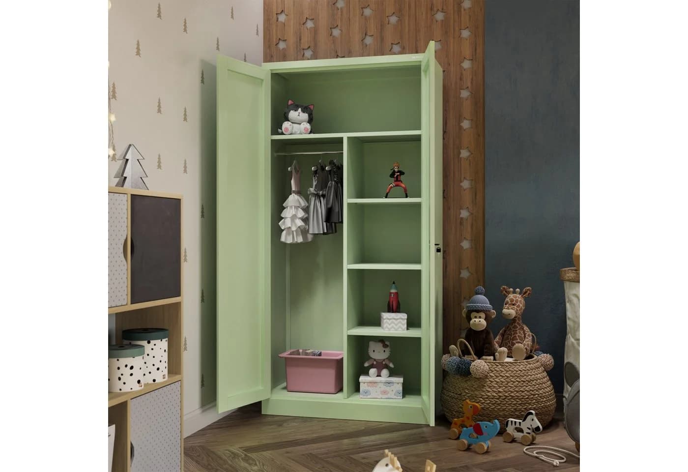 Jan Nowak Mehrzweckschrank DAWID Metall abschließbar 90 cm Grün - Bild 5