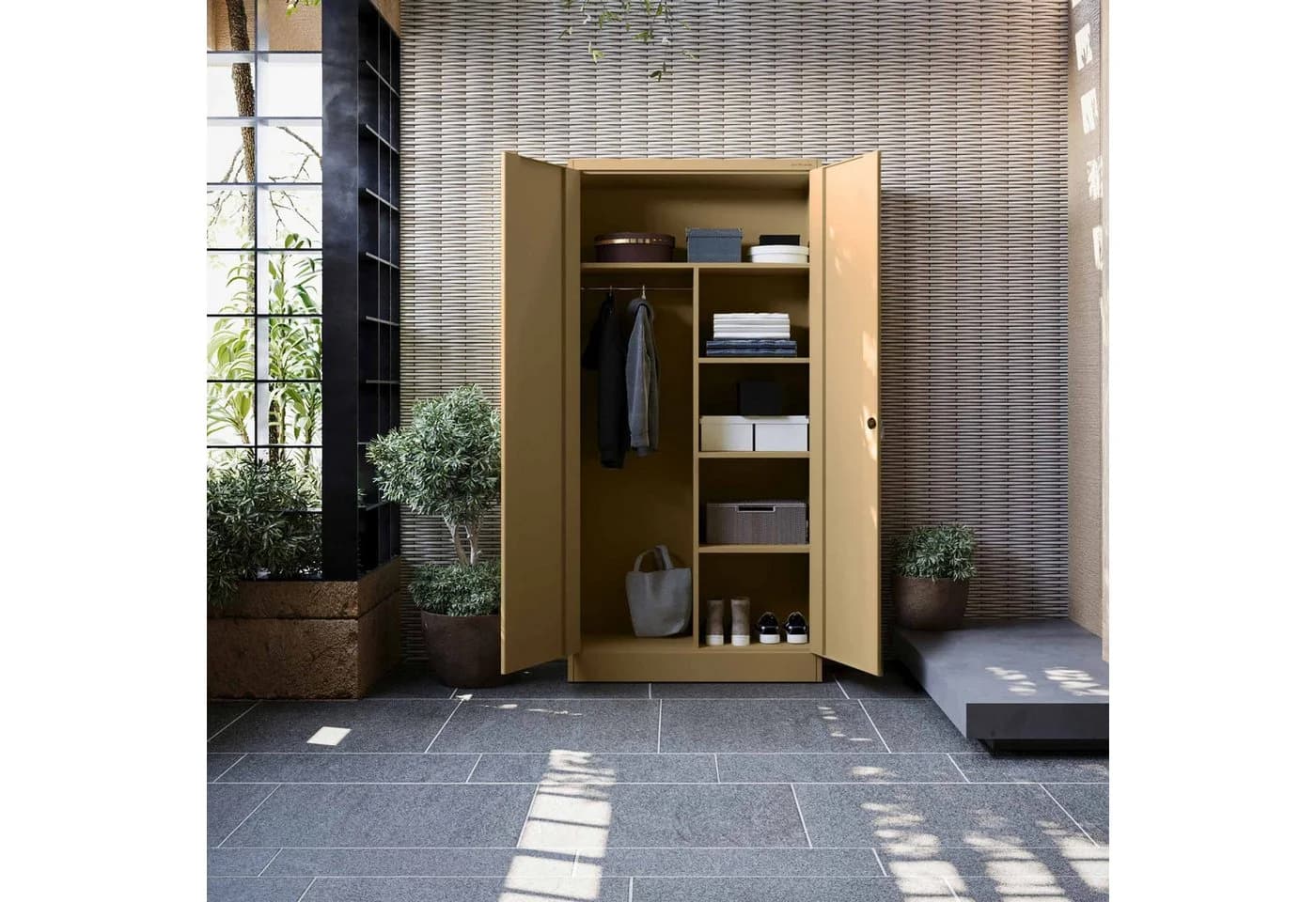 Jan Nowak Mehrzweckschrank DAWID Metall abschließbar 90 cm Beige - Bild 3