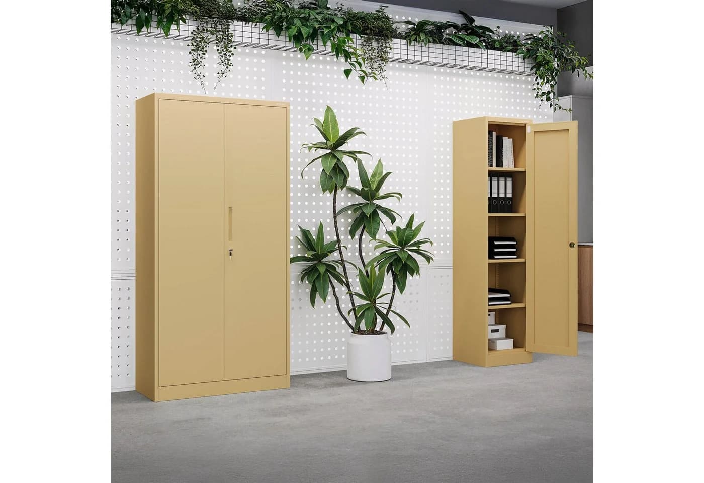 Jan Nowak Mehrzweckschrank DAWID Metall abschließbar 90 cm Beige - Bild 5