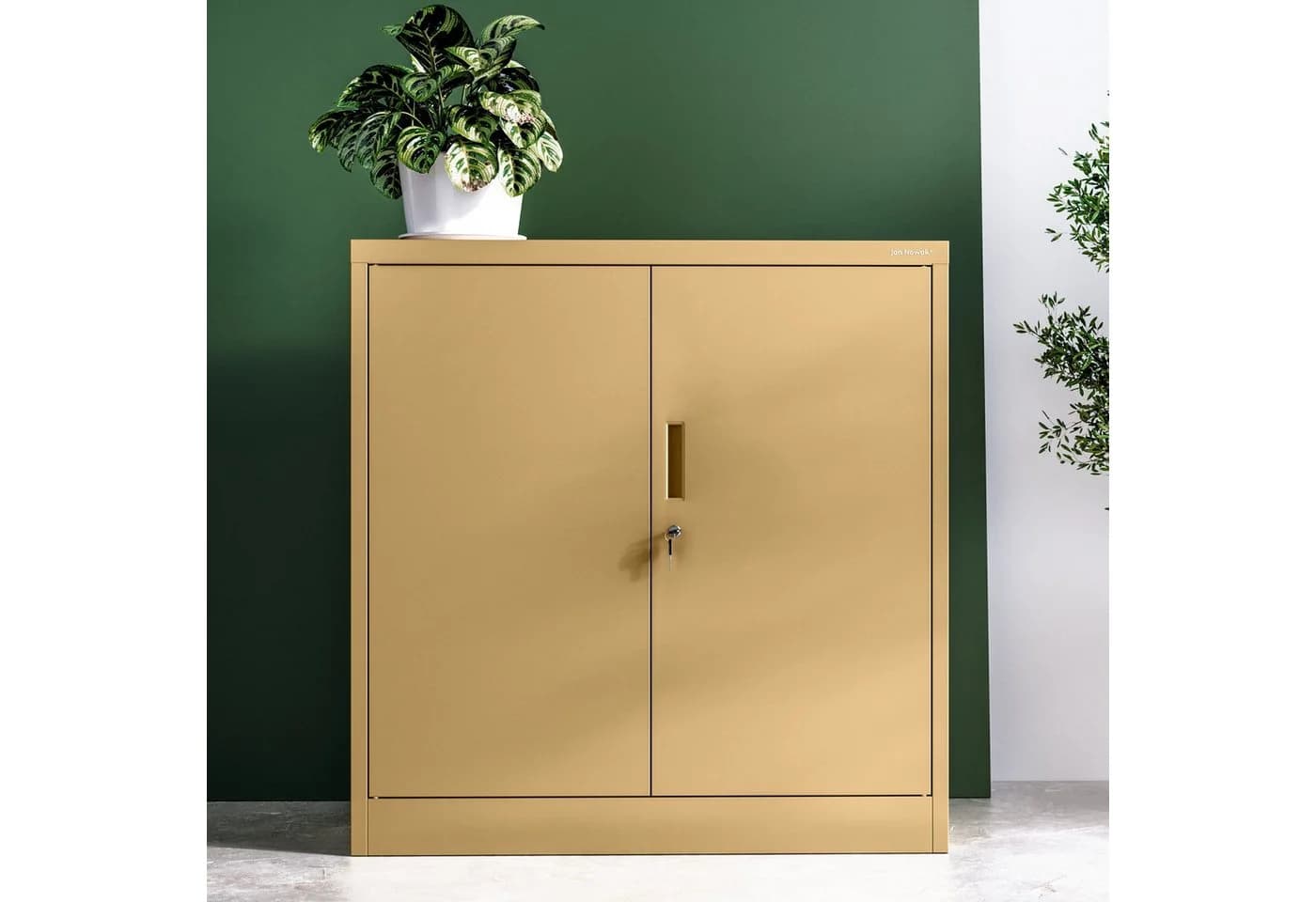 Jan Nowak Aktenschrank Metall abschließbar 90 cm BEATA Beige