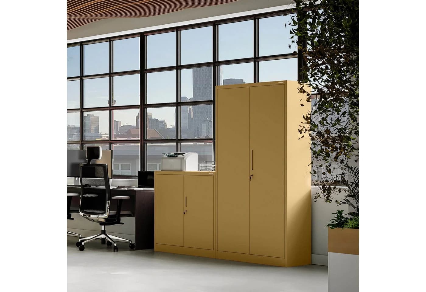 Jan Nowak Aktenschrank Metall abschließbar 90 cm BEATA Beige - Bild 3