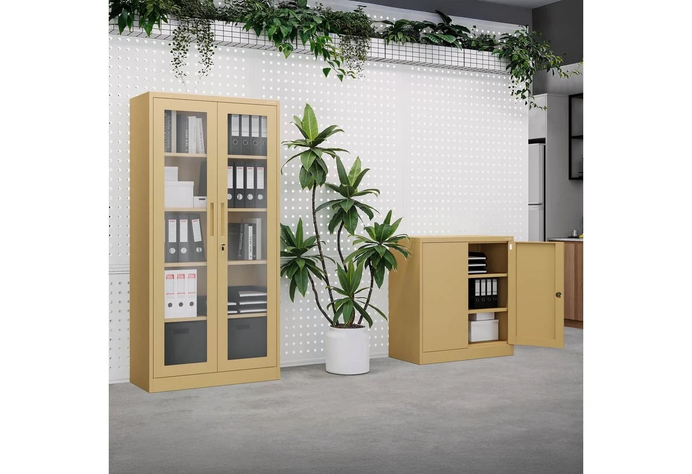 Jan Nowak Aktenschrank Metall abschließbar 90 cm BEATA Beige - Bild 4