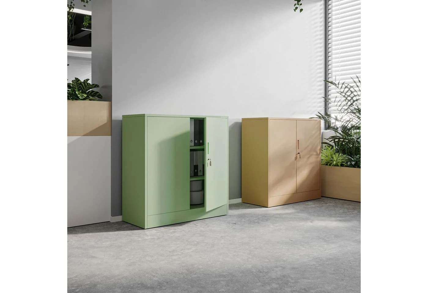 Jan Nowak Aktenschrank Metall abschließbar 90 cm BEATA Beige - Bild 5