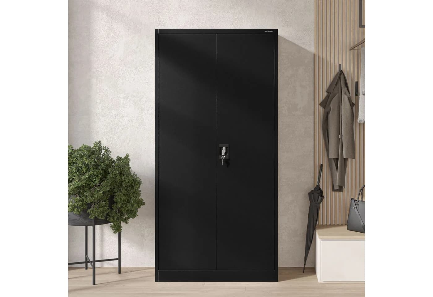 Jan Nowak Mehrzweckschrank Metall DAWID 90 cm Schwarz Abschließbar - Bild 3