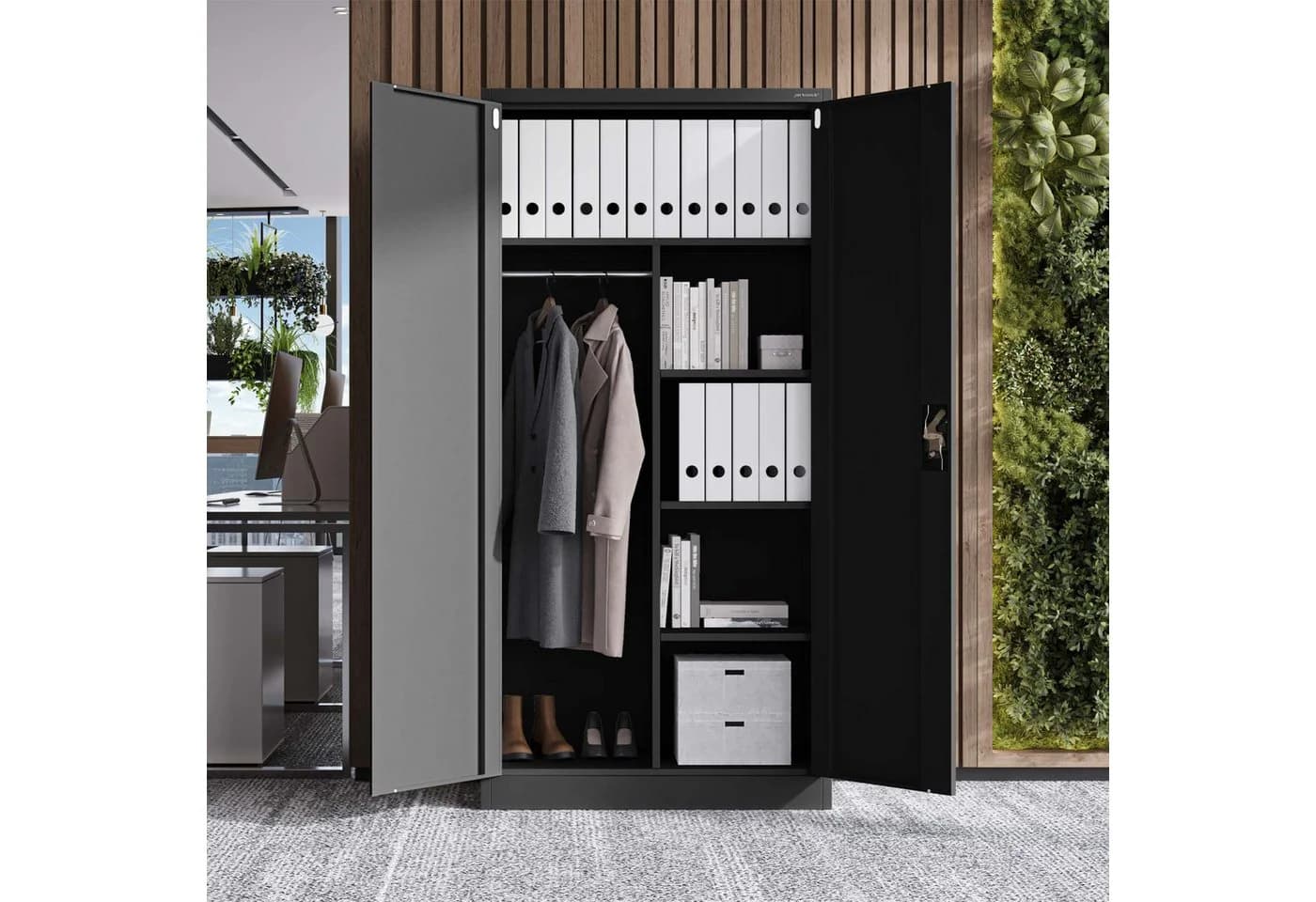 Jan Nowak Mehrzweckschrank Metall DAWID 90 cm Schwarz Abschließbar - Bild 5