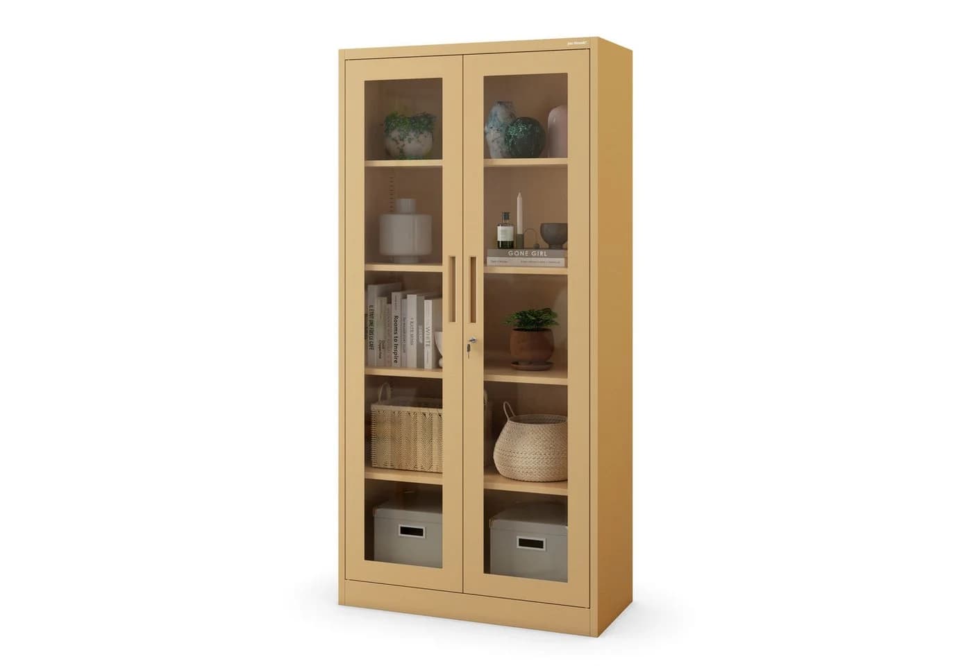 Jan Nowak Vitrinenschrank Metall abschließbar 90 cm mit Glasscheiben - Bild 2