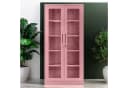 Jan Nowak Vitrinenschrank Metall Rosa abschließbar mit 4 Böden Bild 1