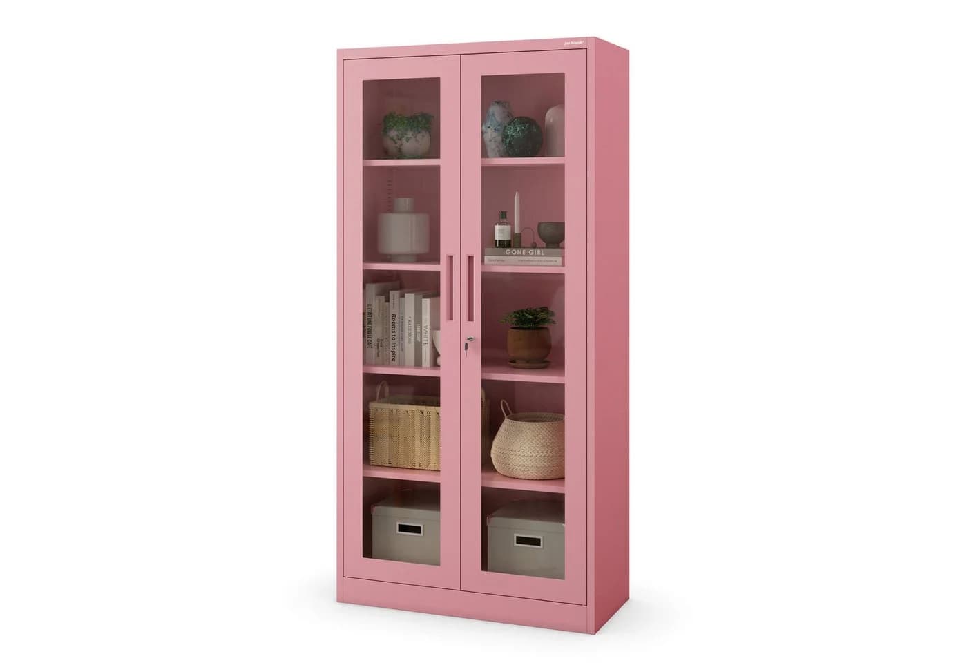 Jan Nowak Vitrinenschrank Metall Rosa abschließbar mit 4 Böden - Bild 2