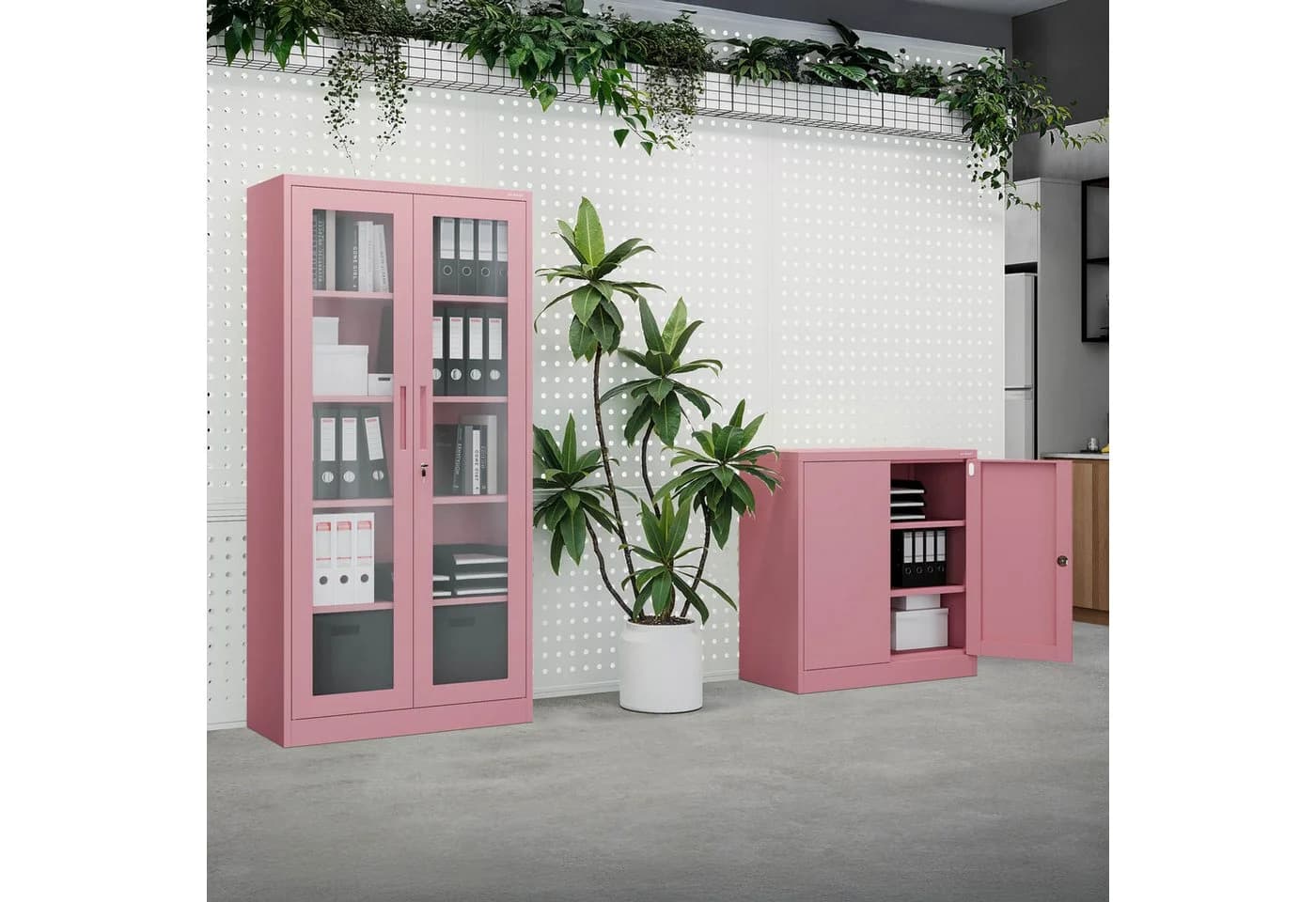 Jan Nowak Vitrinenschrank Metall Rosa abschließbar mit 4 Böden - Bild 5