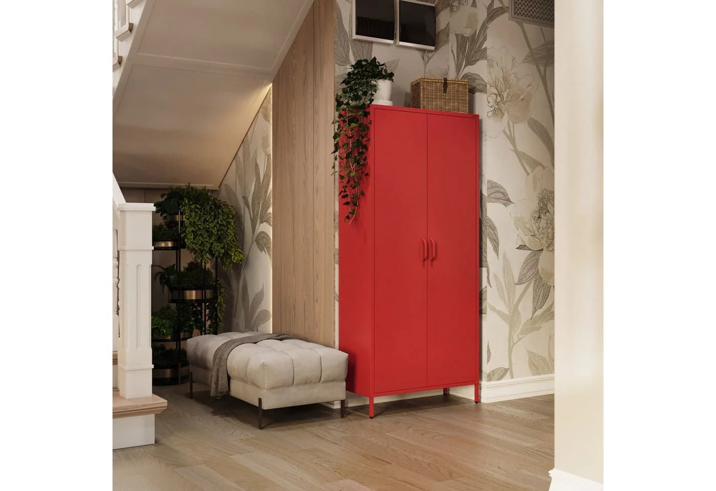 Jan Nowak Kleiderschrank FLAVIO Metall Stahl Rot Sparkling Brilliance - Bild 4
