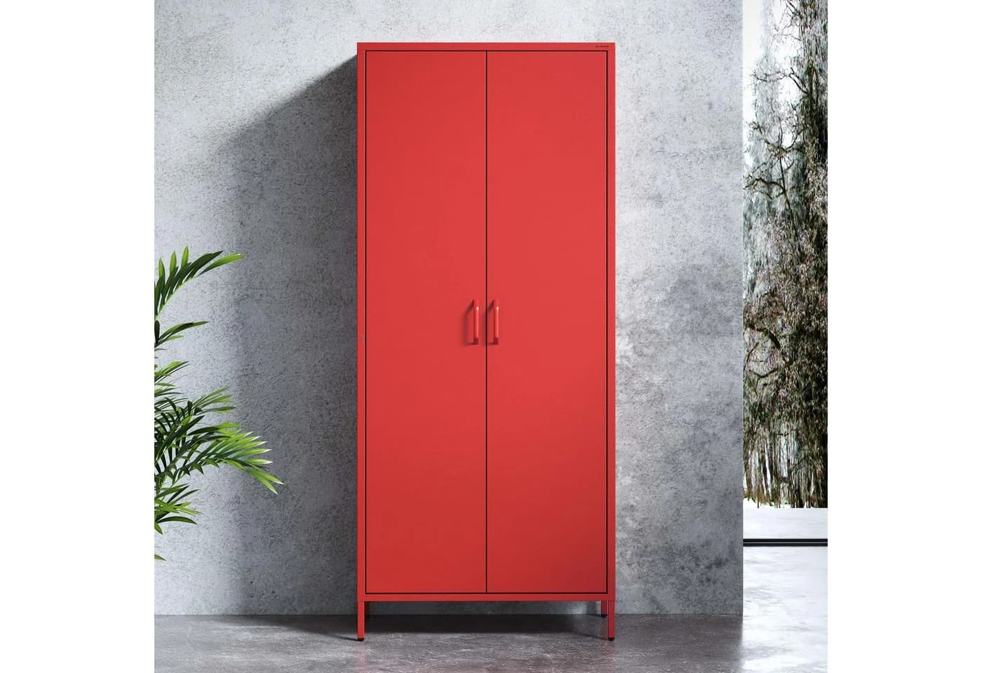 Jan Nowak Kleiderschrank FLAVIO Metall Stahl Rot Sparkling Brilliance - Bild 5