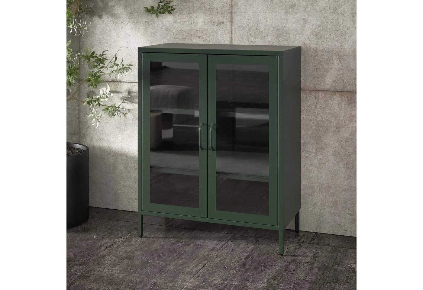 Jan Nowak Vitrine GINA Glas Metall Stahl 80x101x40cm Schwarz - Bild 3