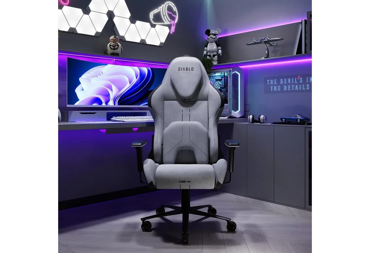 DIABLO CHAIRS X.One Prime Gaming-Stuhl Grau CoolComfort Metallbasis - Bild 3