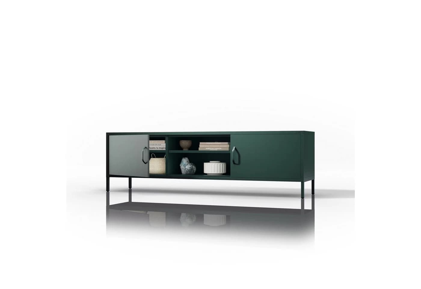 Jan Nowak Lowboard ROSARIA TV-Schrank XL Flaschengrün Metall Modern - Bild 2