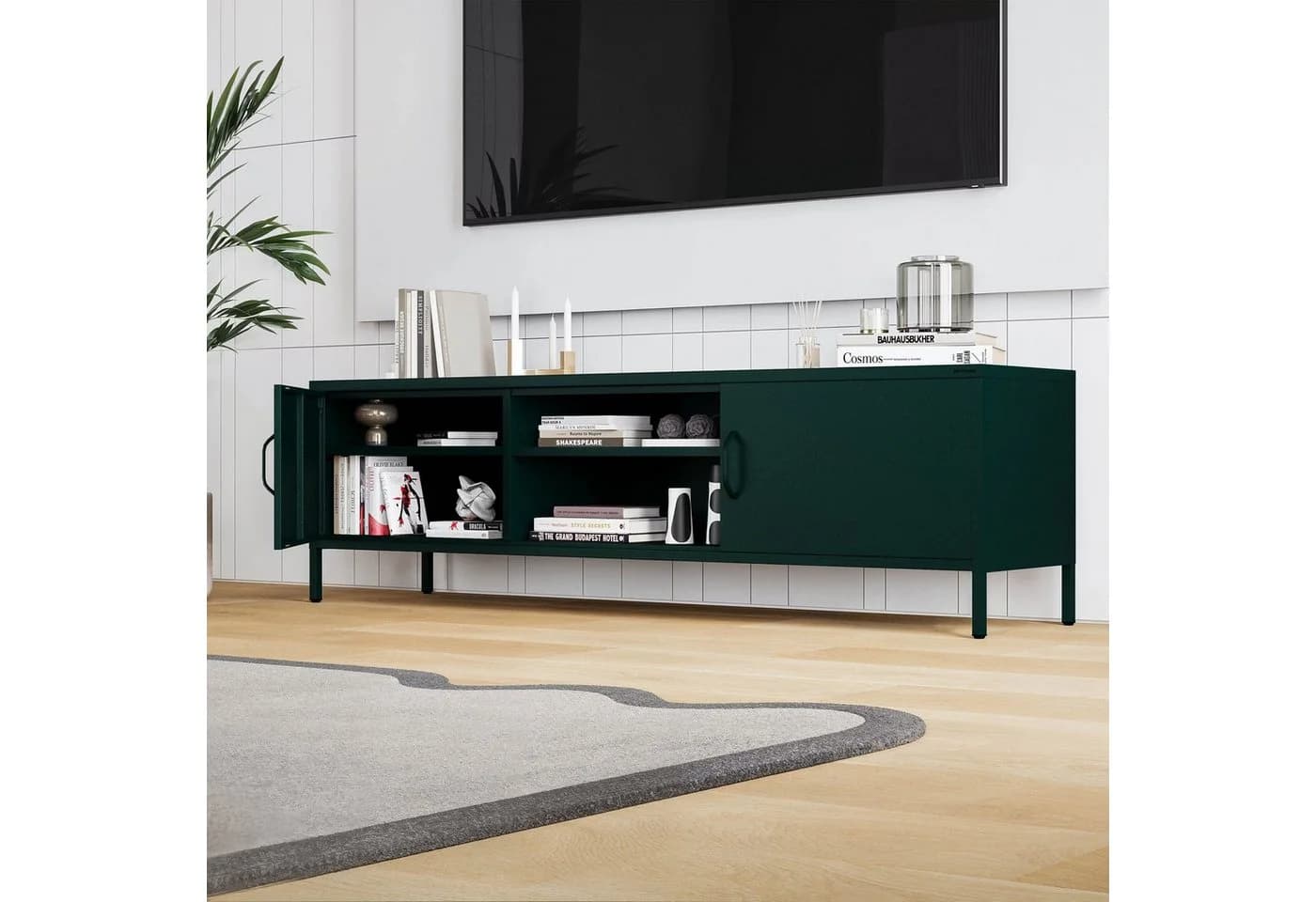 Jan Nowak Lowboard ROSARIA TV-Schrank XL Flaschengrün Metall Modern - Bild 3