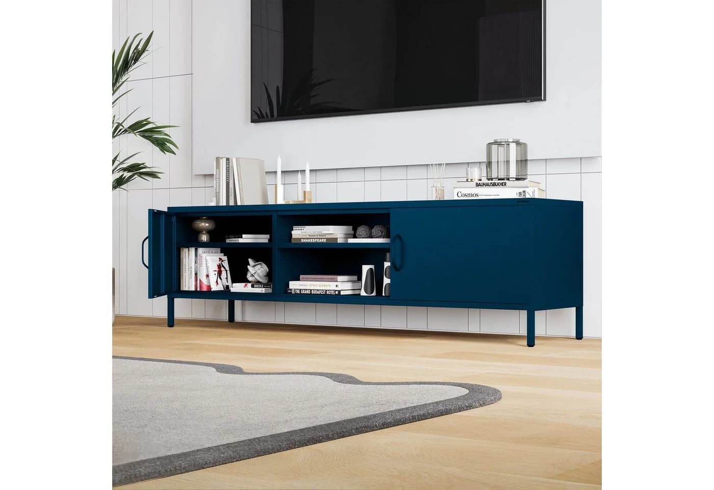 Jan Nowak Lowboard ROSARIA TV-Schrank XL Marineblau Stahl Modern - Bild 3