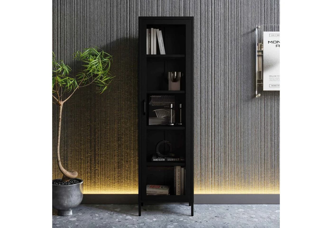 Jan Nowak Vitrine LUIGI Glas Metall Schwarz Sparkling Brilliance