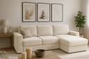 Deine Möbel 24 Ecksofa TOCO Beige Velours mit Schlaffunktion Bild 1