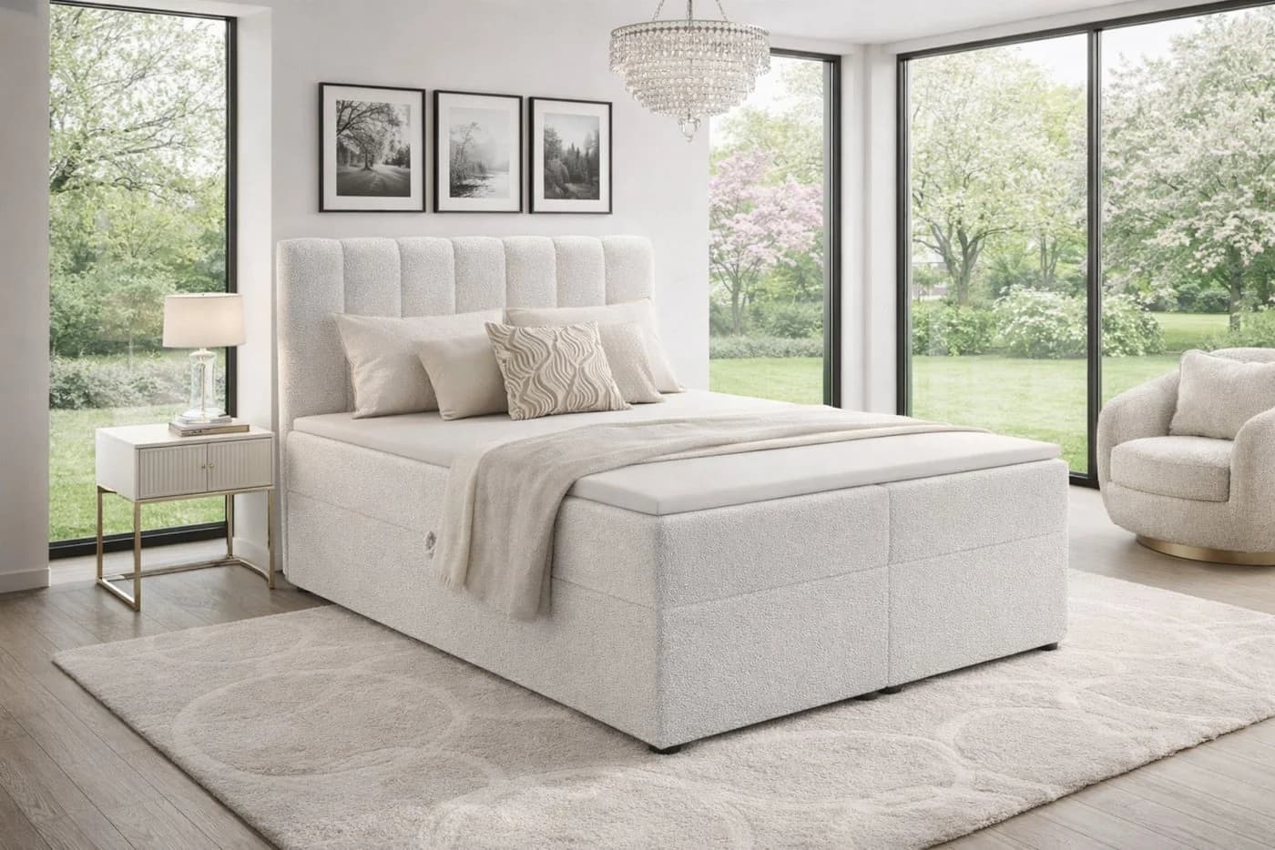 Deine Möbel 24 Boxspringbett VINCENT mit Bettkasten & Topper
