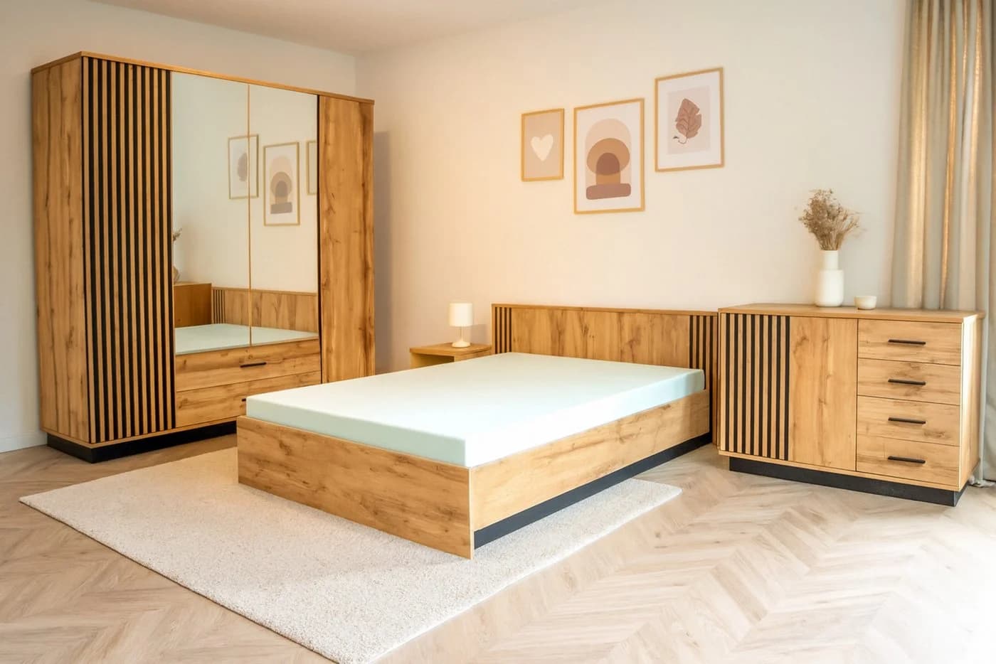 Deine Möbel 24 Schlafzimmer-Set LAMI D 5-tlg. Schwarz/Wotan Eiche - Bild 3